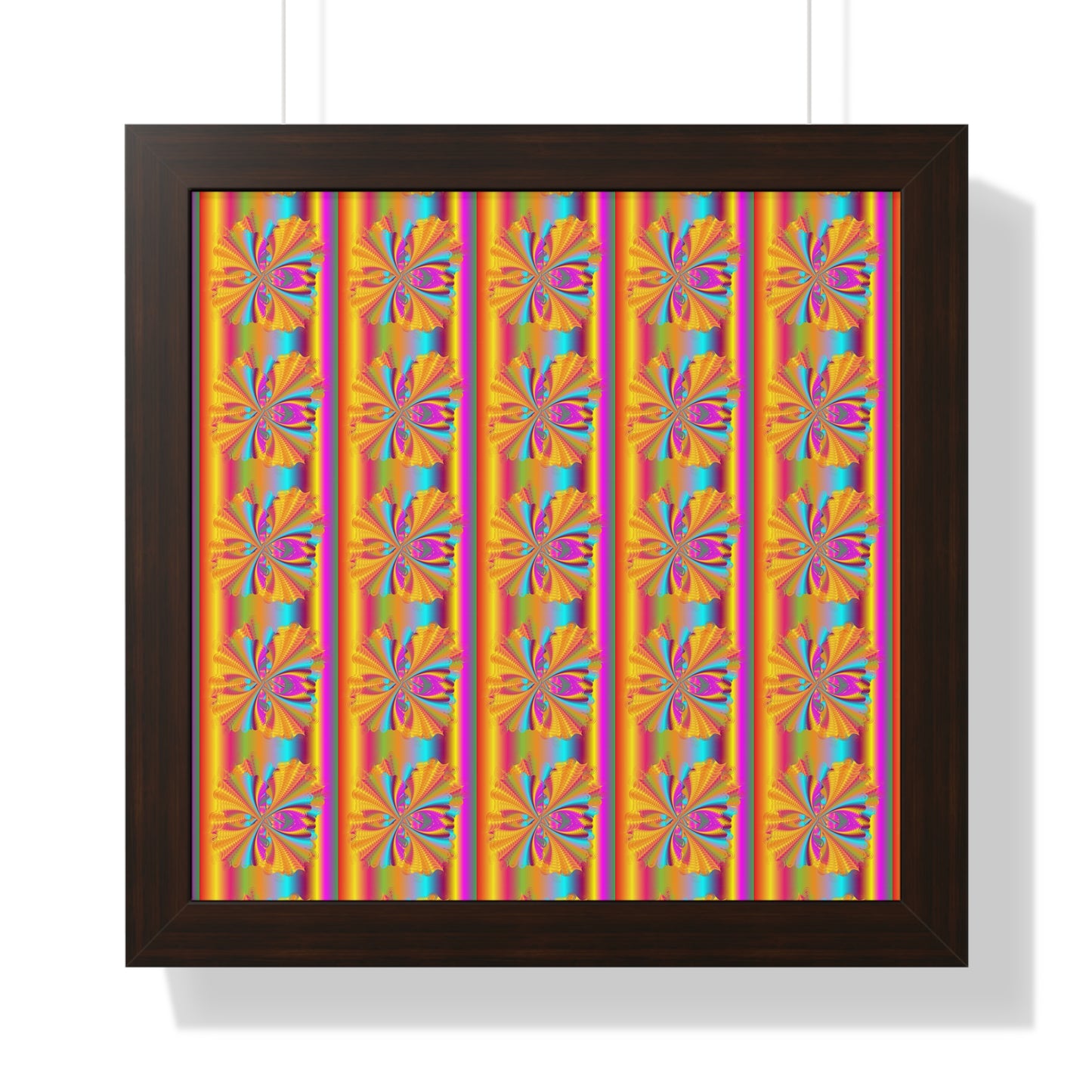 Digital Spiral Rainbow Pattern Colours Art Framed Vertical Poster