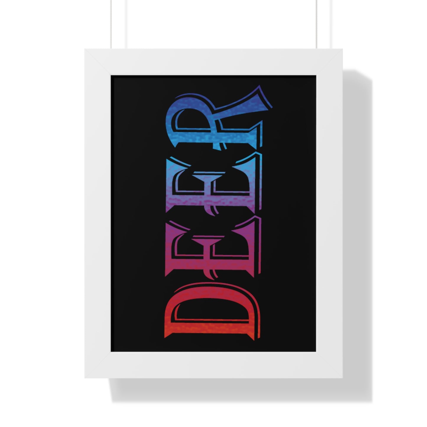 Deer Multi-Coloured Typography Framed Vertical Poster