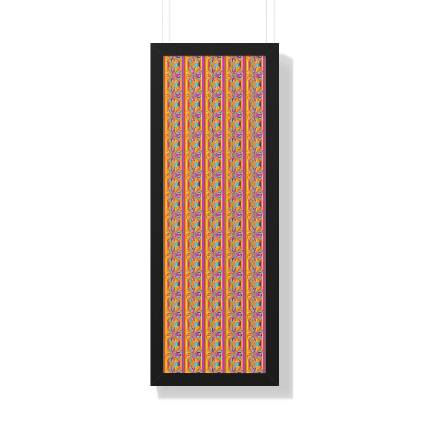 Digital Spiral Rainbow Pattern Colours Art Framed Vertical Poster