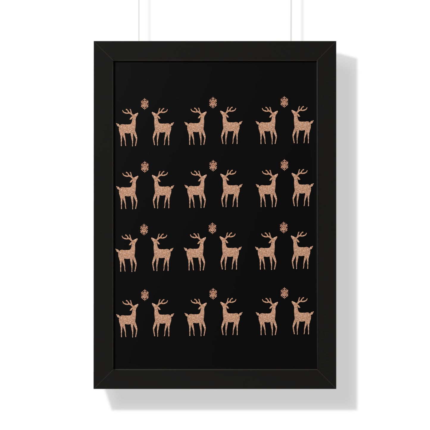 Deer Gold Pattern Framed Vertical Poster