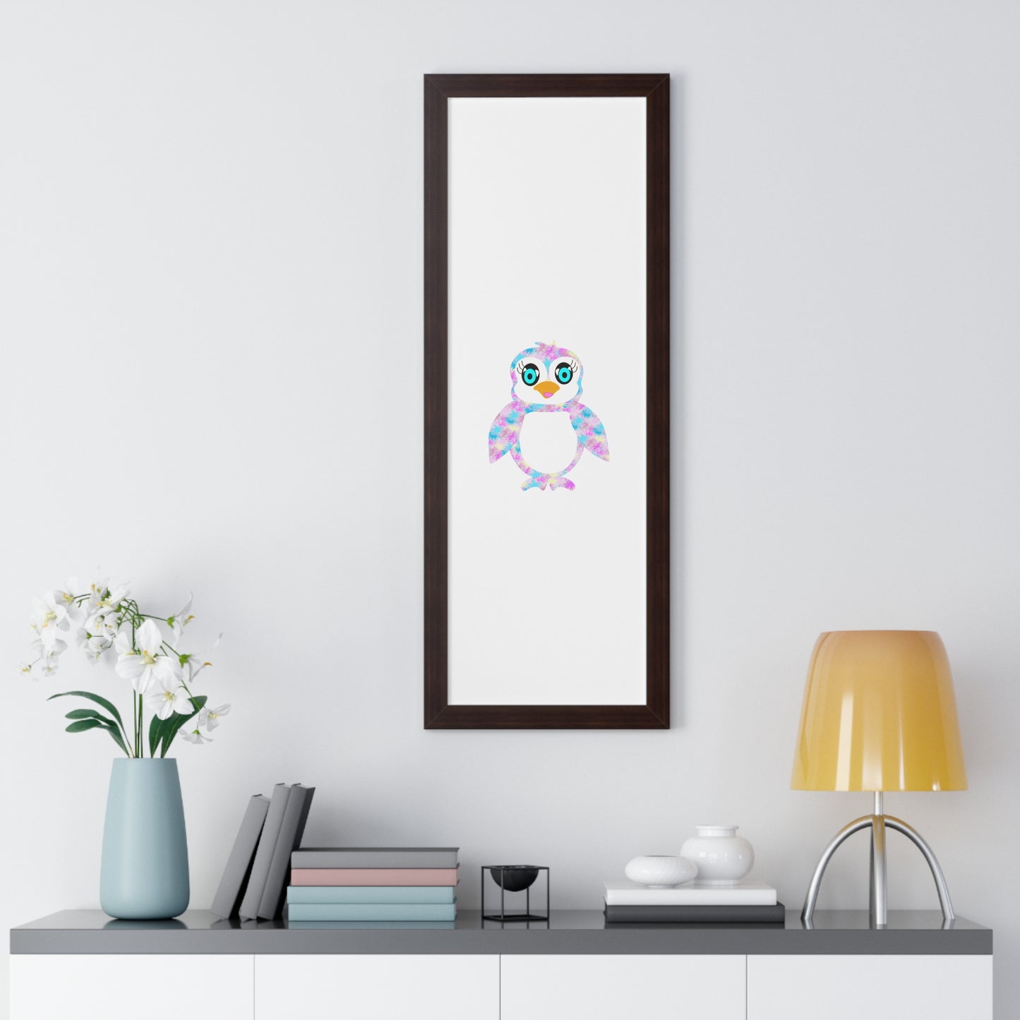 The Penguinies Art Pink Framed Vertical Poster