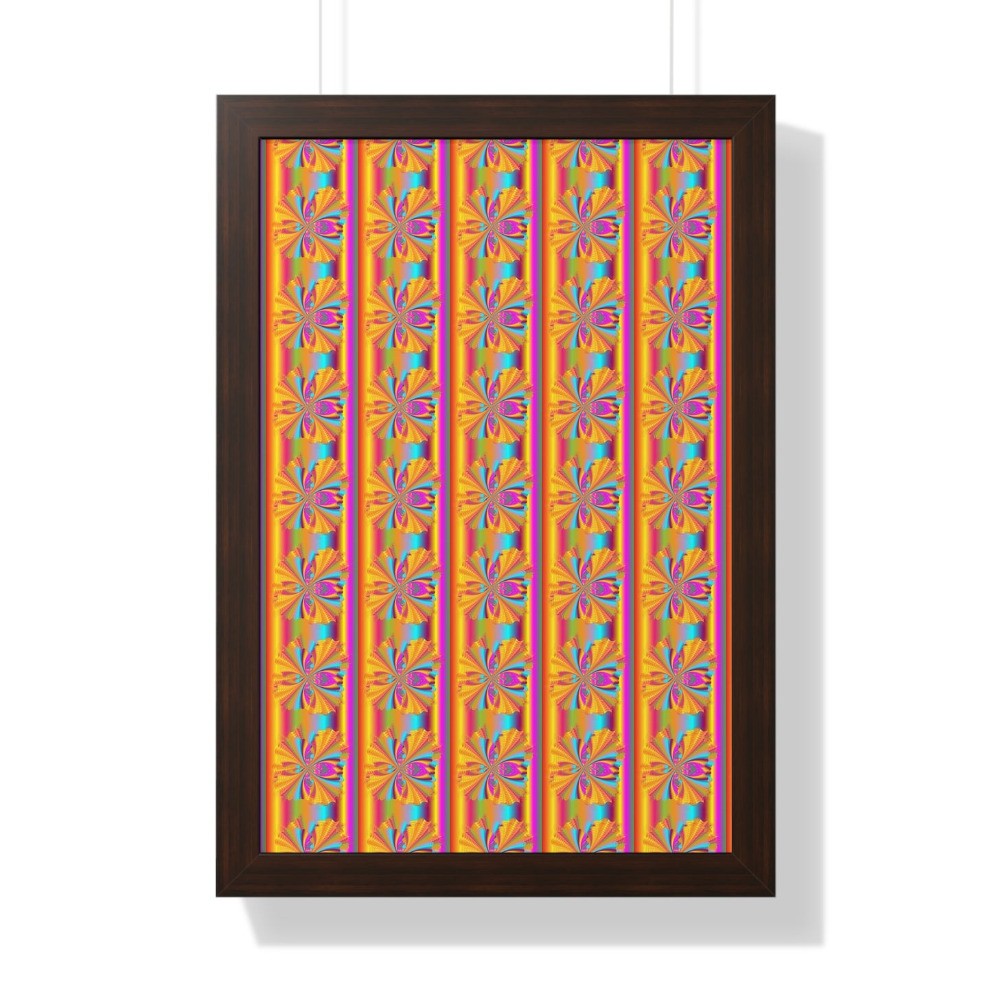 Digital Spiral Rainbow Pattern Colours Art Framed Vertical Poster