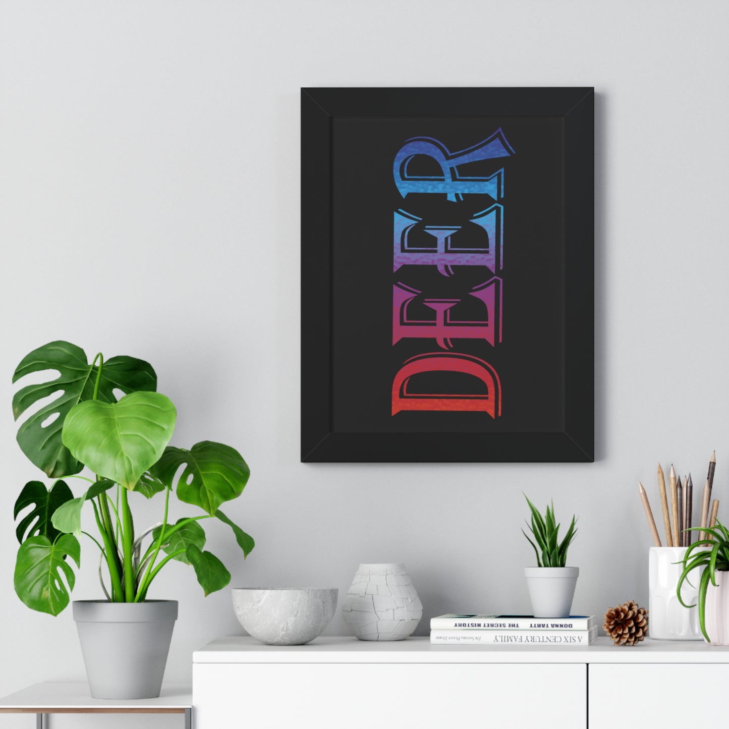 Deer Multi-Coloured Typography Framed Vertical Poster