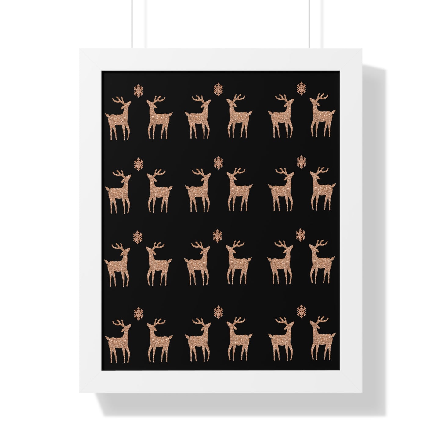 Deer Gold Pattern Framed Vertical Poster