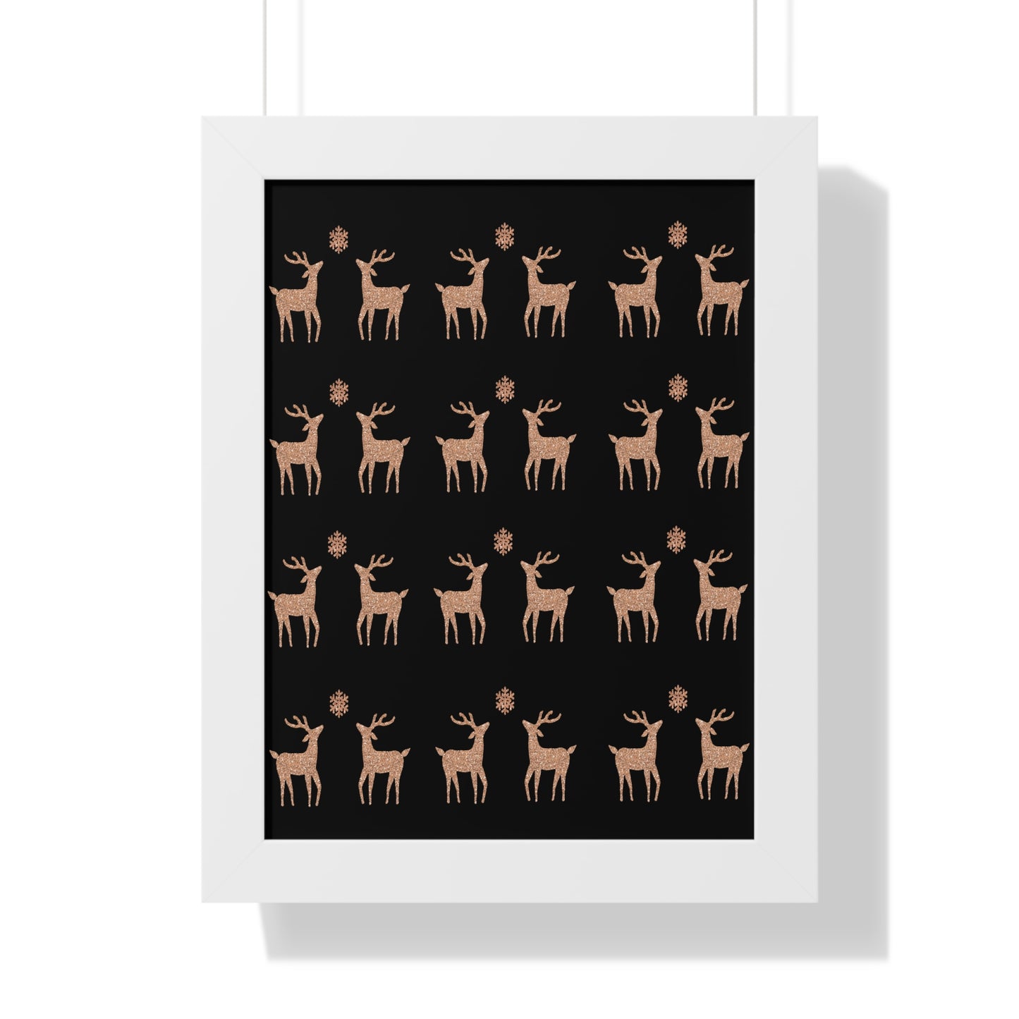 Deer Gold Pattern Framed Vertical Poster