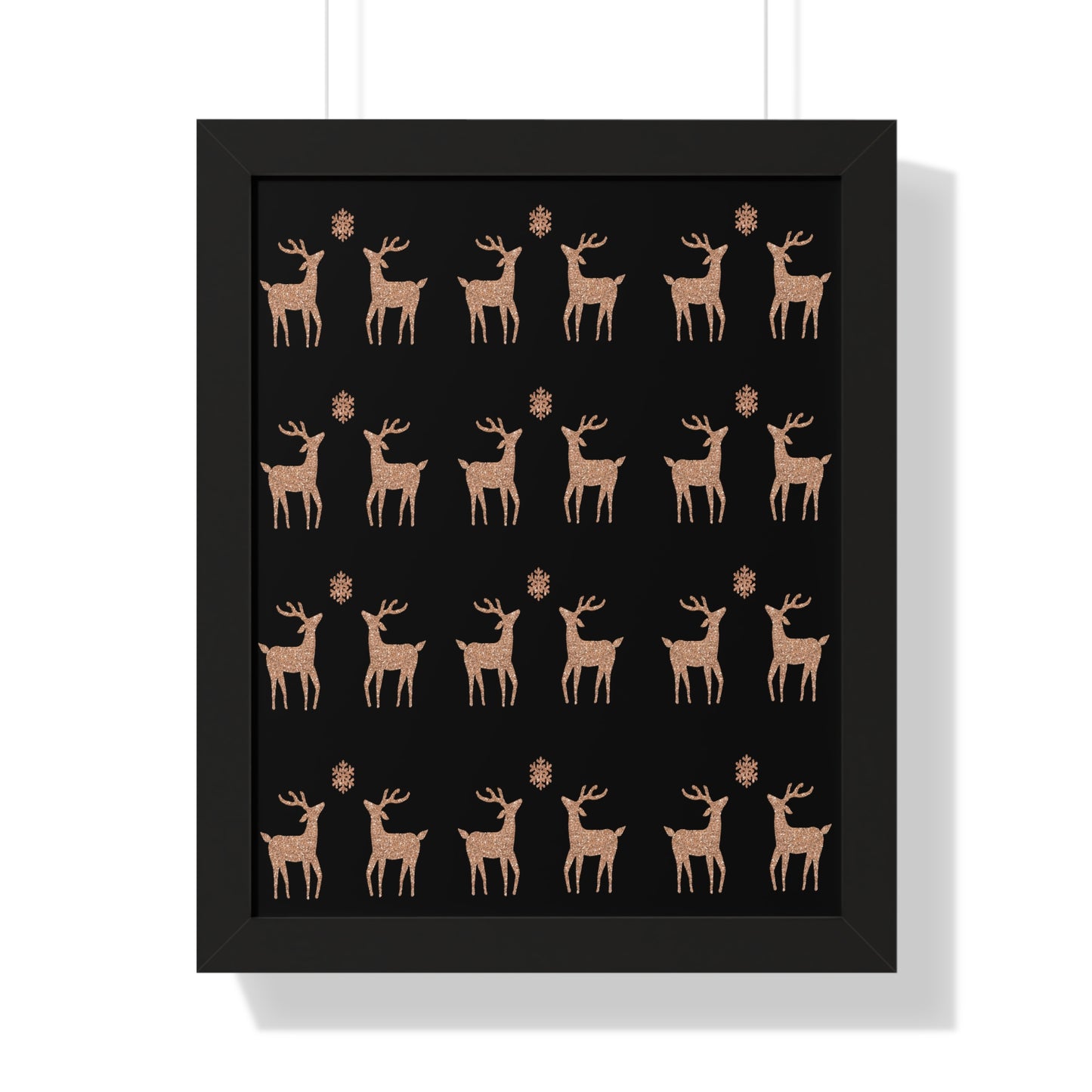 Deer Gold Pattern Framed Vertical Poster