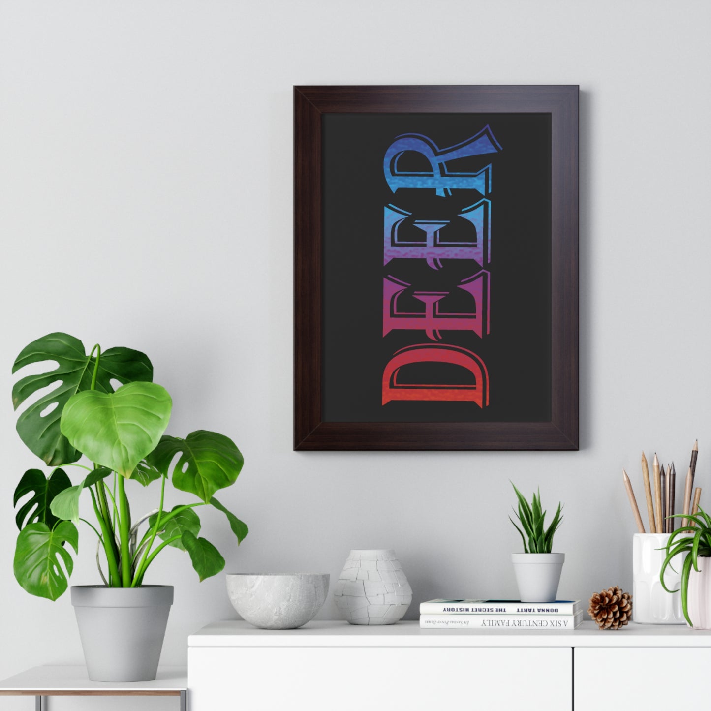Deer Multi-Coloured Typography Framed Vertical Poster