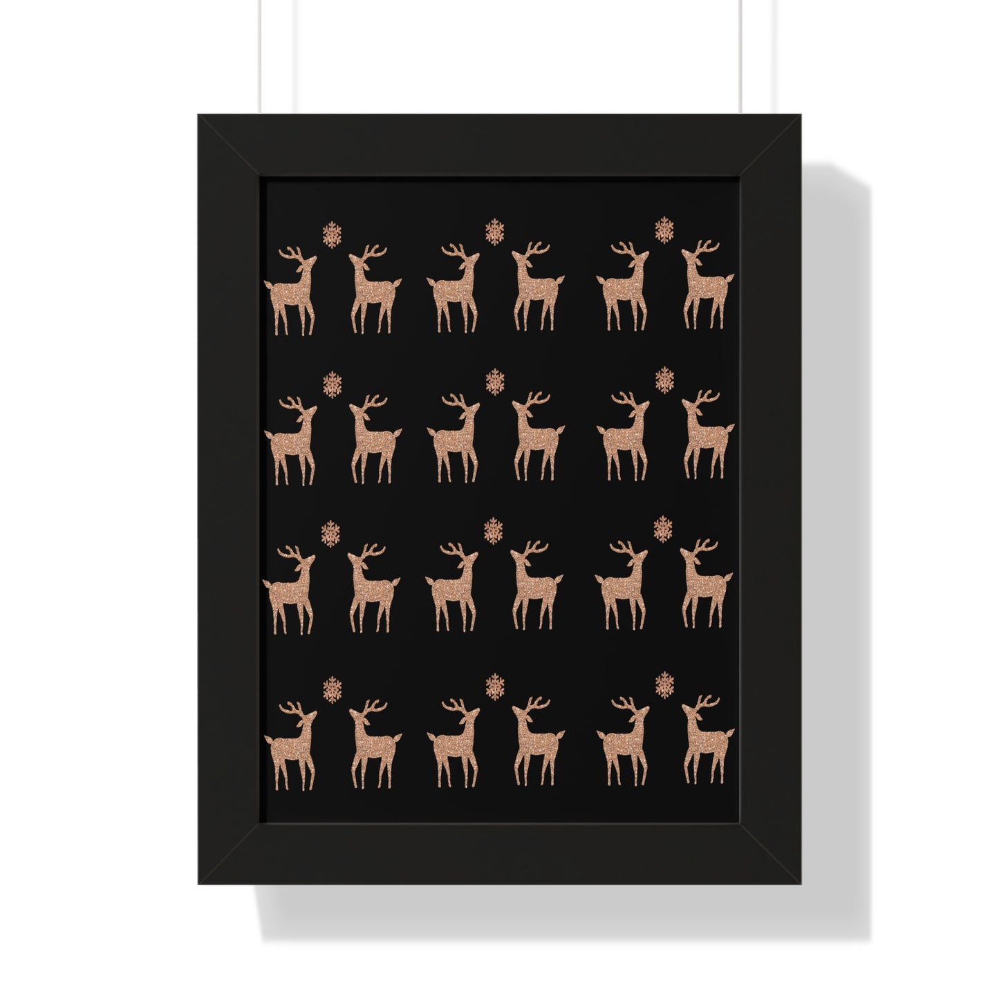 Deer Gold Pattern Framed Vertical Poster