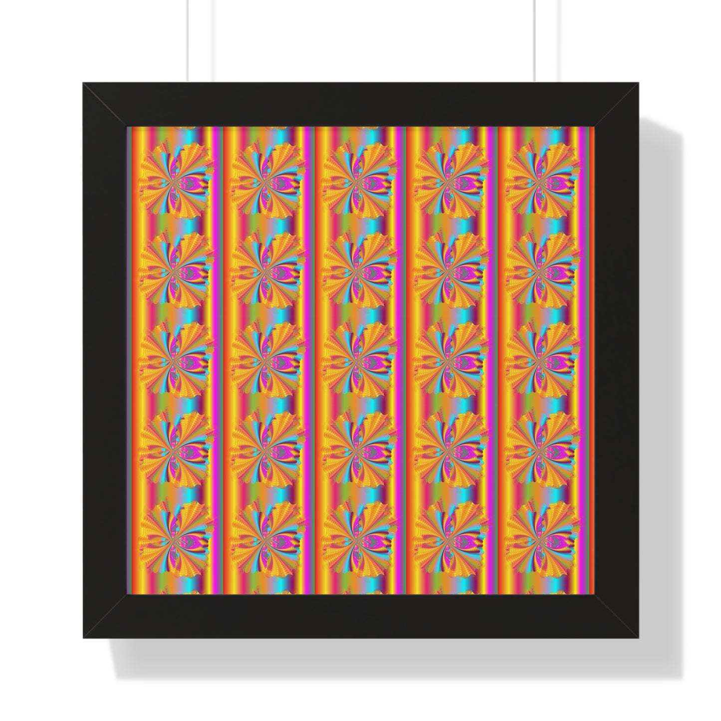 Digital Spiral Rainbow Pattern Colours Art Framed Vertical Poster