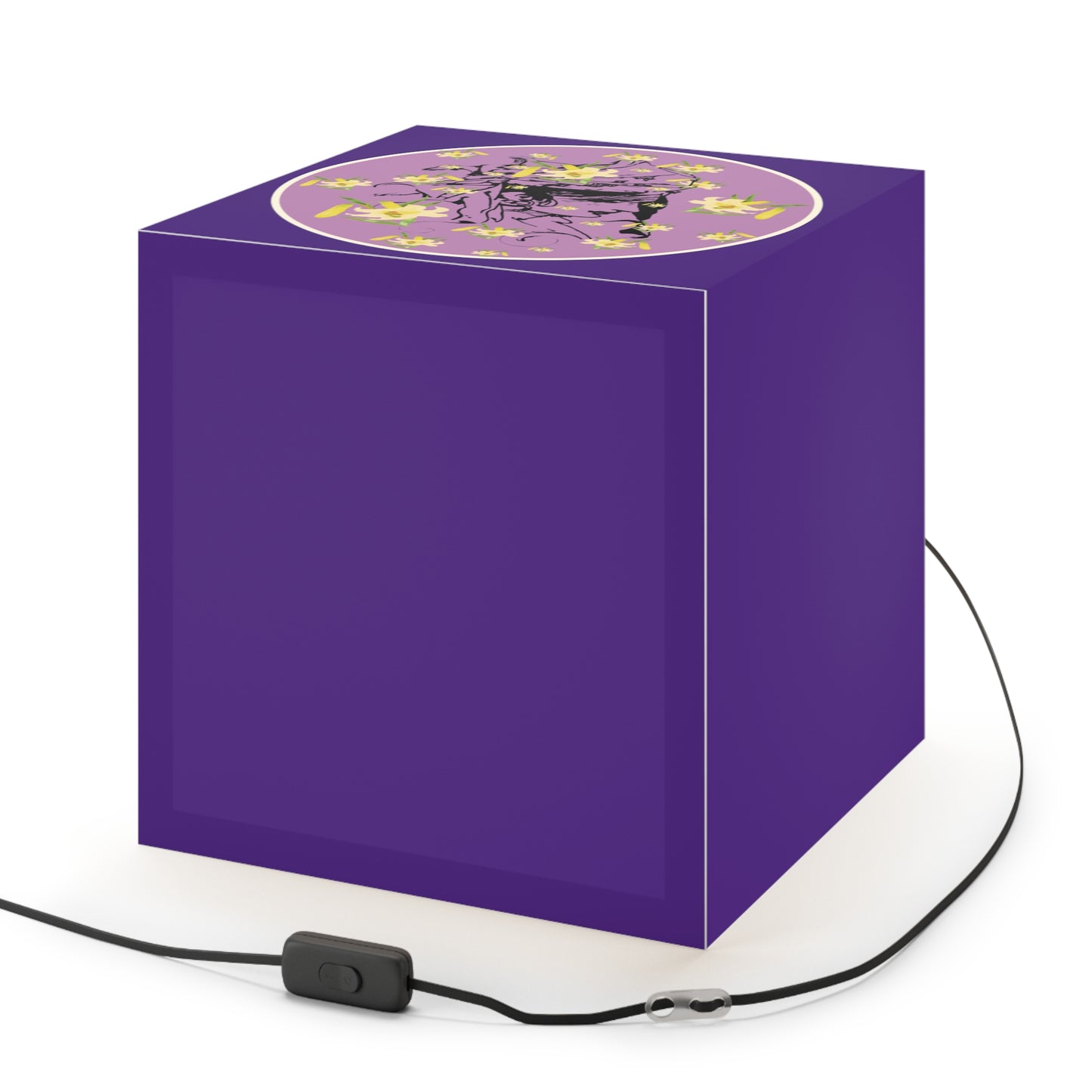 Daffodil Woman Art Purple Light Cube Lamp