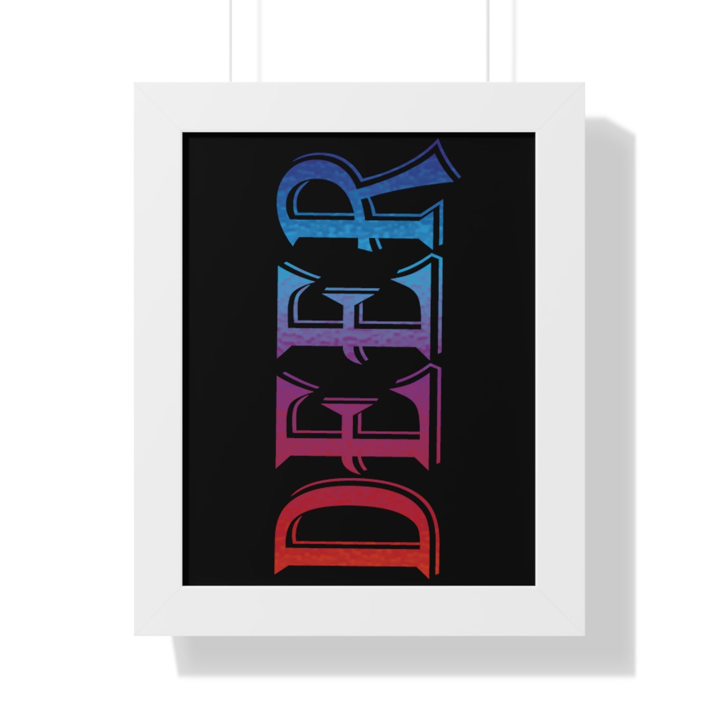 Deer Multi-Coloured Typography Framed Vertical Poster