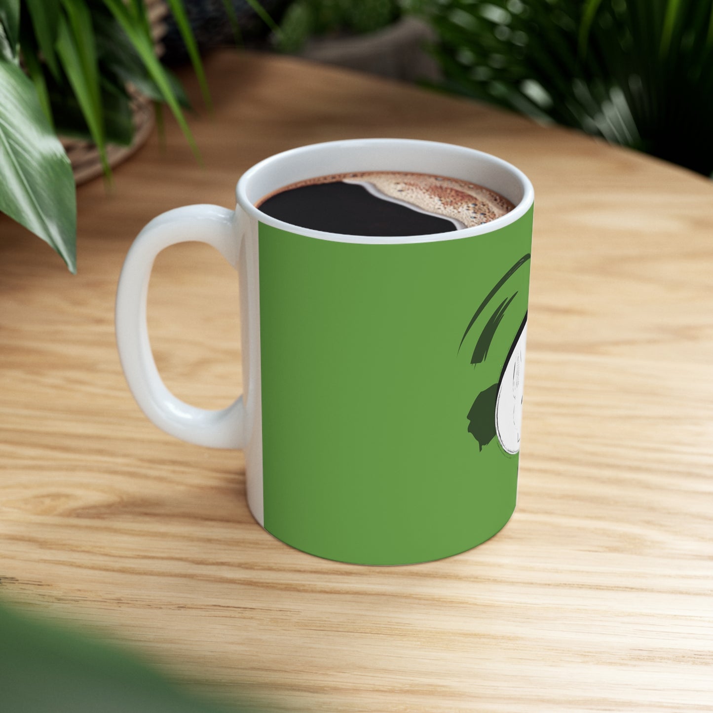 Rabbit Ink Black & White Art Green Mug 11oz