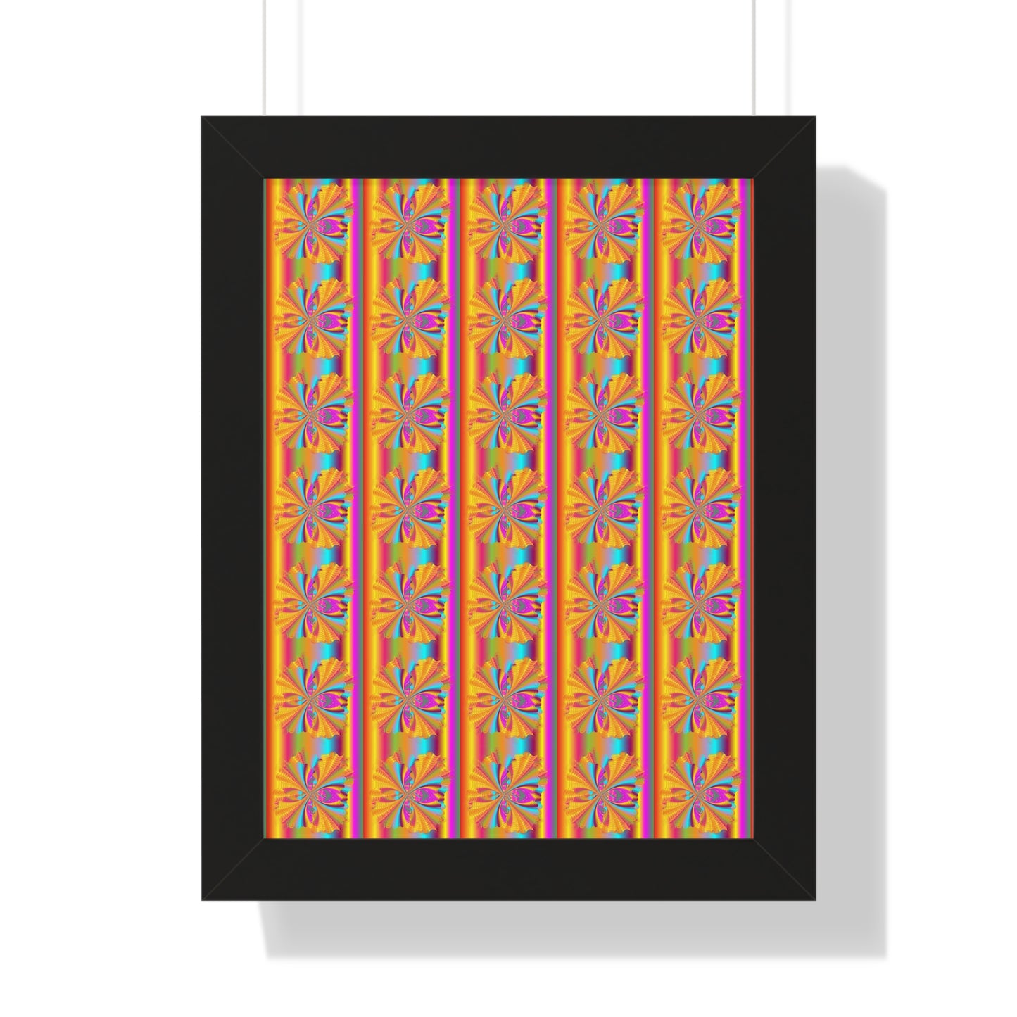 Digital Spiral Rainbow Pattern Colours Art Framed Vertical Poster
