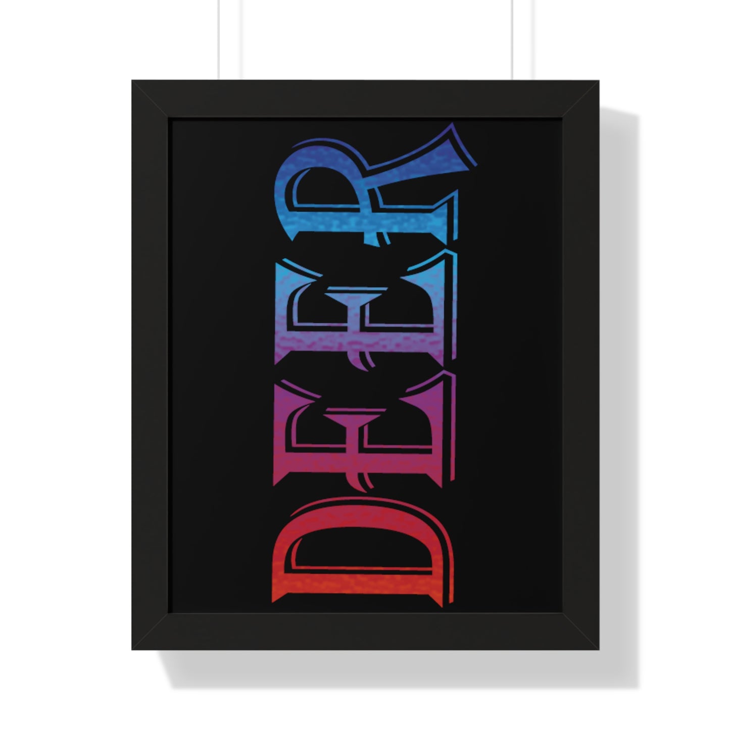 Deer Multi-Coloured Typography Framed Vertical Poster