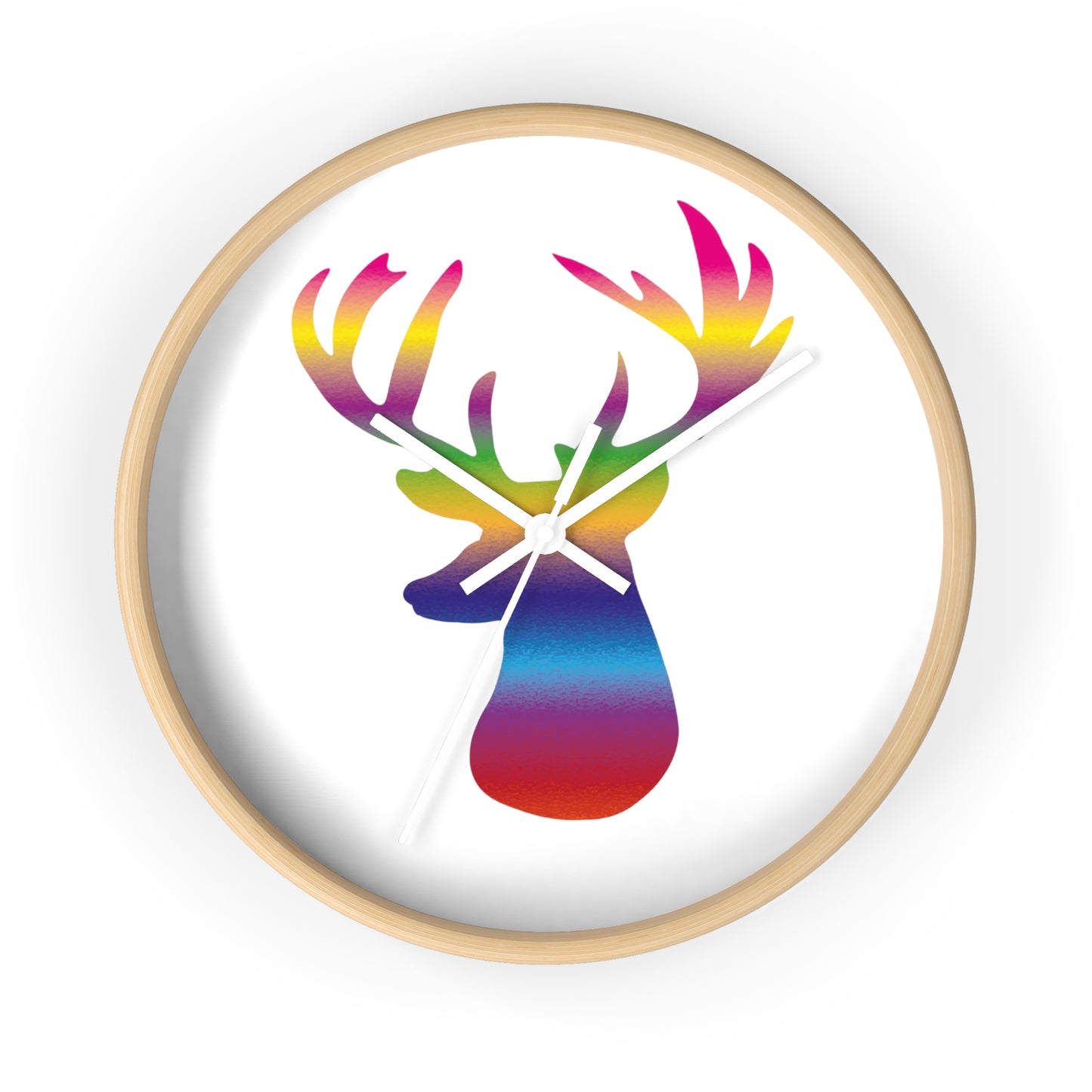 Rainbow Stag Head, Wall Clock