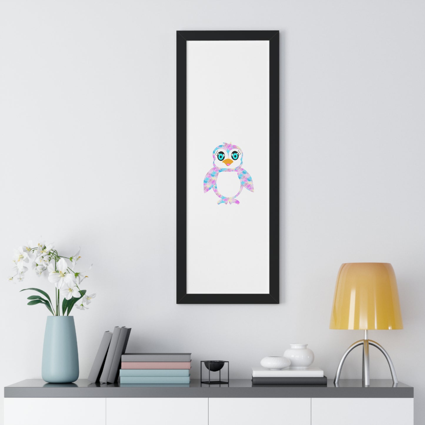 The Penguinies Art Pink Framed Vertical Poster