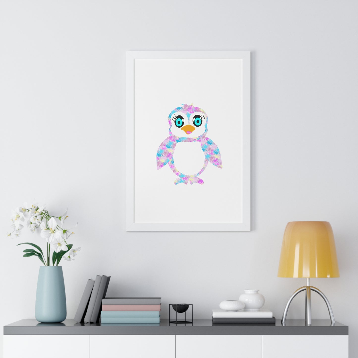 The Penguinies Art Pink Framed Vertical Poster